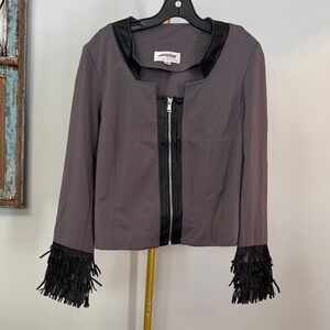 Project RUNWAY deep purple zip up Blazer with Black faux leather Accents 16